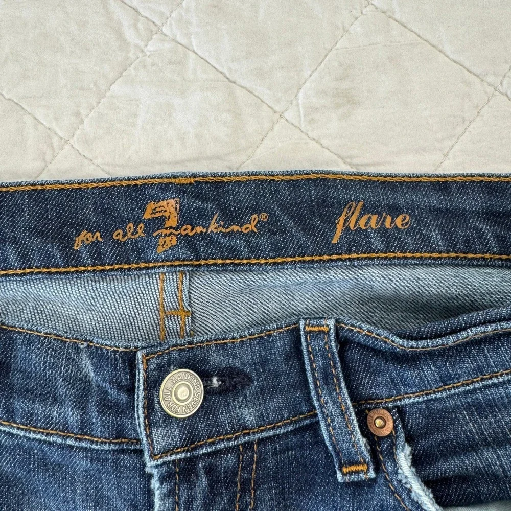 7 For All Mankind Flare Jeans Dark Wash Blue Denim Size 28 Made in‎ USA